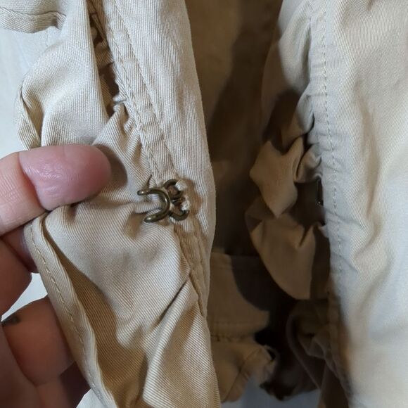 Talbots Ruffled Peplum Blazer Khaki Tan Jacket Women's Size 6 - Picture 2 of 6